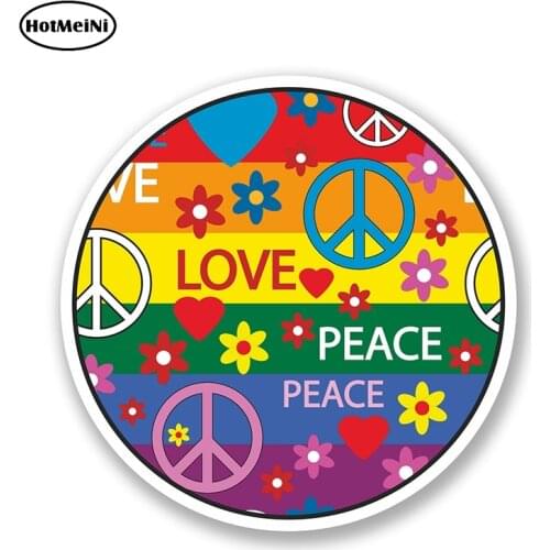 HotMeiNi 13cm x 13cm Peace Symbol Sticker Car Hippy Laptop Decal Camper Flower Graffiti Helmet Bumper Laptop Car Styling Decal
