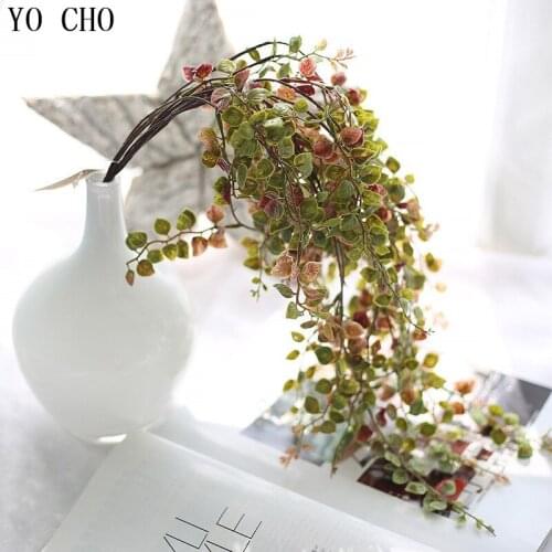 YO CHO Artificial leaves Long rattan Gold and silver leaves decoration wedding green home scene accessories plants