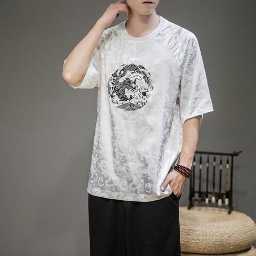 Kimono Shirt Men Asian Clothes Harajuku Japanese Top Samurai Cosplay T-Shirt Kimono Streetwear Summer Hipster Tops FF2739