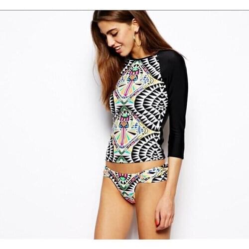 Two piece swimsuit long sleeve swim suit biquini brasileiro swimwear women diving suit Surfing Shirt wear bathing suits forwoman