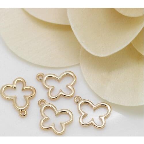 6PCS 7x10MM 24K Champagne Gold Color Plated Brass Butterfly Charms Pendants High Quality Diy Jewelry Accessories