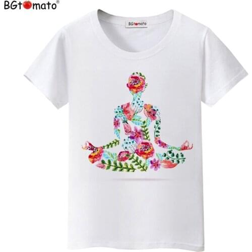 BGtomato Hot Sale Cartoon Roses body printing Shirts Short Sleeve Women T-shirt Novelty Tee Rose Printed Casual Shirts