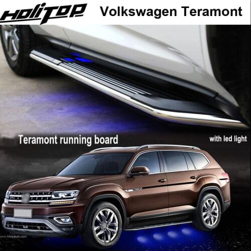 Fashion LED light nerf bar foot pedals side step running boards for VW Volkswagen Teramont ,most popular in China at present