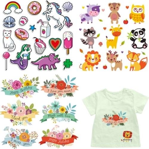 Cartoon Animal Flower Patches For Clothing A-level Washable Hoodies Coat Jeans Stickers Heat Transfer Appliques