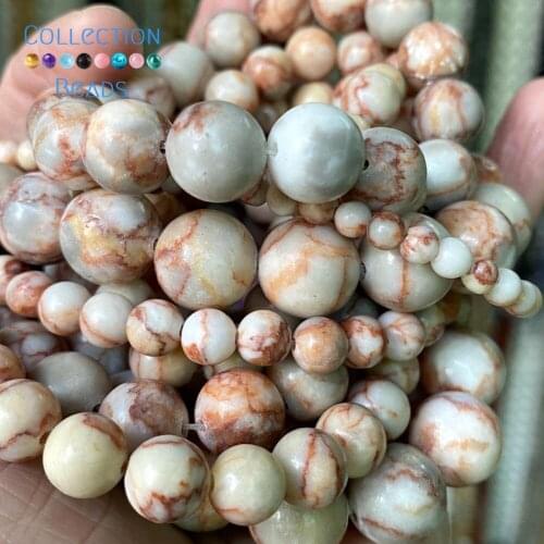 Natural Red Web Rhodonite Loose Round Beads For Jewelry Making 4-12 MM DIY Bracelets Accessories 15" Wholesale