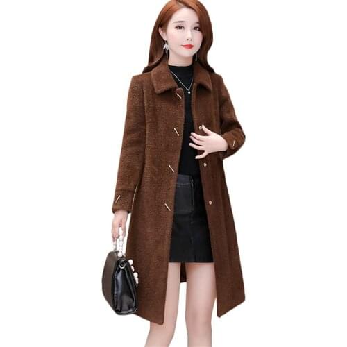 New Winter Jacket Coat Women Korean Thick Warm Water velvet Overcoat Plus size Womens Loose Long Woolen coats 4XL Tide F1187