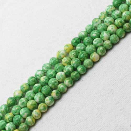 Wholesale 3-14mm Green Snow Jaspers Round Loose Beads 15"bjr3, For Jewelry making, can mixed wholesale