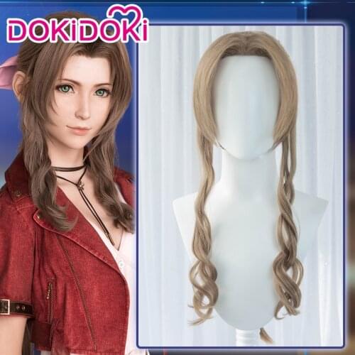 DokiDoki Game FFVII Aerith Cosplay Wig Women Blonde Hair Final Fantasy VII Cosplay Wig Aerith Gainsborough Wigs