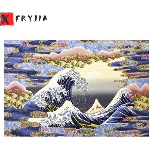 Full Square Diamond Painting Famous abstract art, giant waves Mosaic Needlework Picture Diamond Embroidery Sale Home Decor