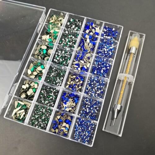 Queenme Crystal AB Flatback Glass Nail Art Rhinestones Fancy Shaped Crystals Stones for DIY Nails Art Decorations