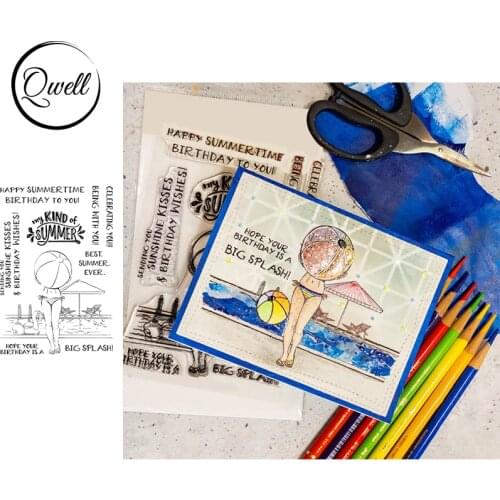 QWELL Sexy Lady Pool Summer Time 4*6inch Clear Stamps DIY Craft Paper Scrapbooking 2021 Hot Sale