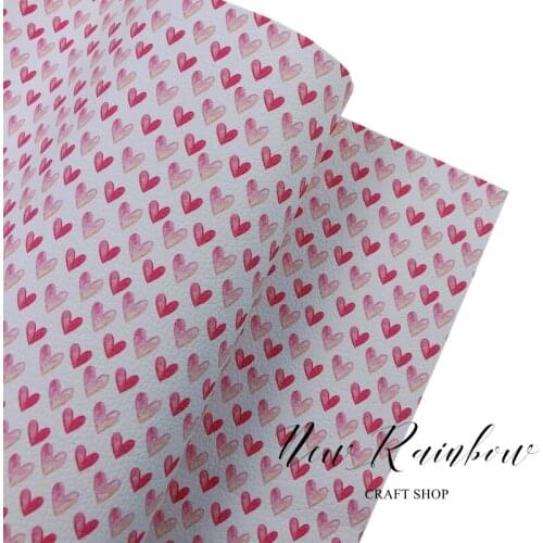 New Rainbow 30x138cm/roll Gorgeous Litchi Pink Love Hearts Faux leatherette for bows, earrings, DIY handmade crafts,decorations