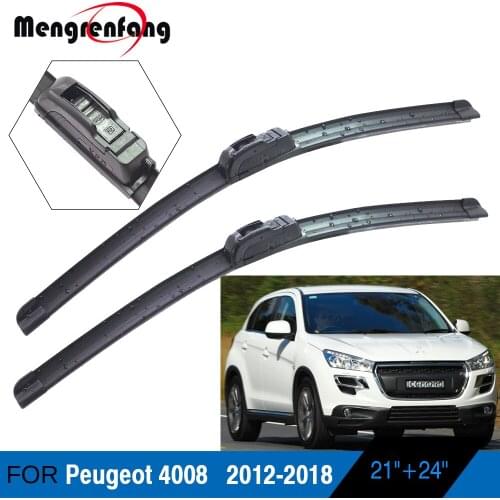 For Peugeot 4008 Car Styling Front Windscreen Wiper Blades Soft Rubber Wiper J Hook Arms 2012 2013 2014 2015 2016 2017 2018
