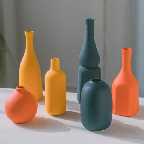 3PCS Small Flower Vases Morandi Color Nordic Home Living Room Kitchen Decor Creative Ceramic Vase Filler Table Shelf Container