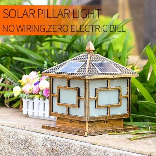 Solar Pillar Light LED Waterproof Outdoor Pillar Light Landscape Light Garden Light Villa Wall Pillar Light