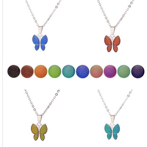 Magic Butterfly Gemstone Color Change With Temperature Pendant Necklace Jewelry