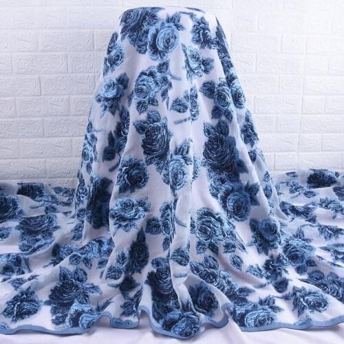 Zhenguiru Blue Rose Flowers Gilded Tulle African Lace Fabric High Quality French Lace Fabric 2020 Nigeria Fabric For Party A2111