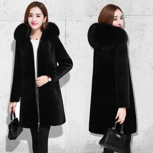 Imitation sheep cut wool coat women in the long new Korean version of haining imitation fox fur coat winter large size