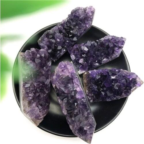 1PC Top Quality Uruguary Dark Purple Amethyst Cluster Geode Point Tower Chakra Crystal Decoration Specimen Home Decor