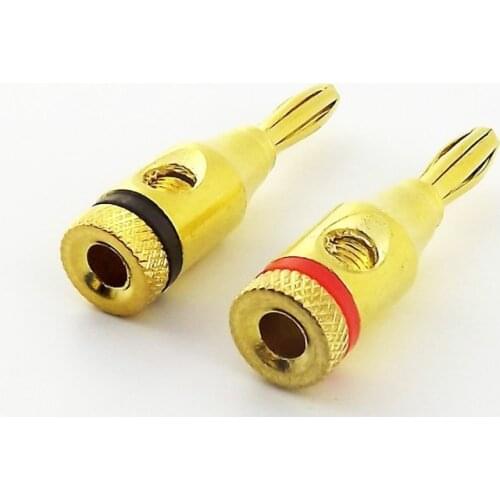 10pcs 4mm Banana Plug Jack Solderless Speaker Adapter Gold Plated Connectors Binding Post Red/Black