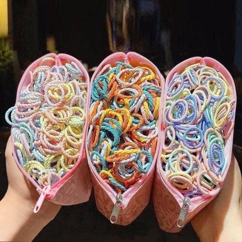 100 Pcs/set Small Hair Ties Gum Colorful Nylon Rubber Bands Headband Scrunchies Elastic Hair Bands for Girls Hair Accessories