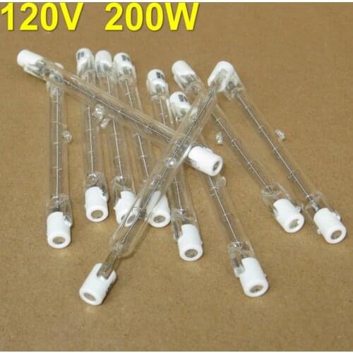 10Pk R7s Halogen Bulb 200W Halogen Lamp 118mm Double Ended Linear R7s Halogen Light Bulb Warm Yellow AC 110V-120V