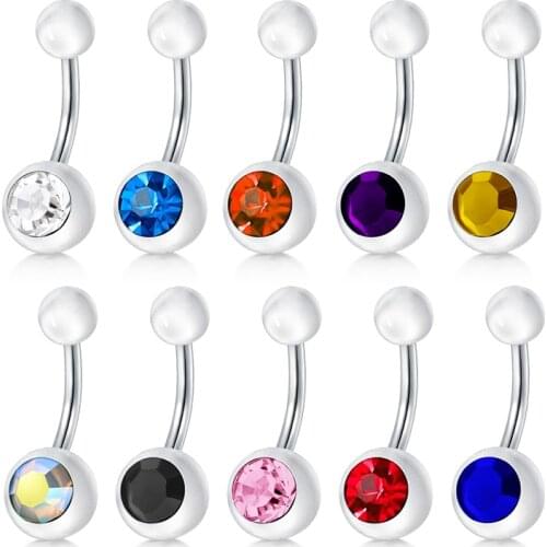 14G 10mm Stainless Steel Belly Button Rings for Women Girls Navel Rings CZ Body Piercing