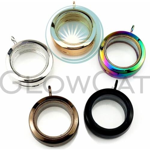 2pcs 34MM Round Magnetic Glass Floating Charm Locket 5 colors 2 styles Memory Photo Locket for 10mm Pearl Beads