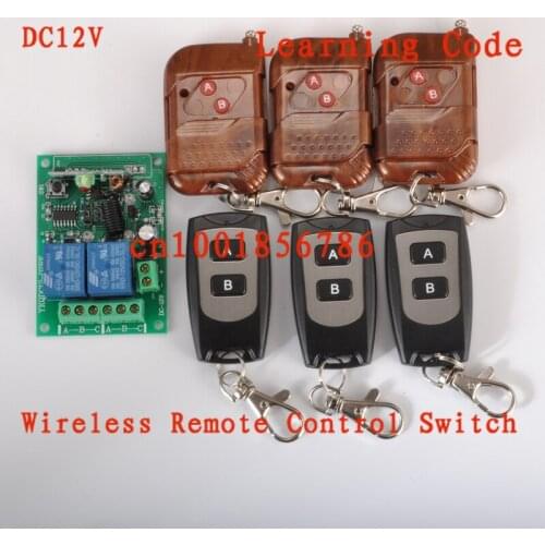 315/433MHZ 12V 2CH 6 Transmitter & 1 Receiver Wireless Remote Control light switch Momentary Toggle Latched with Relay indicator