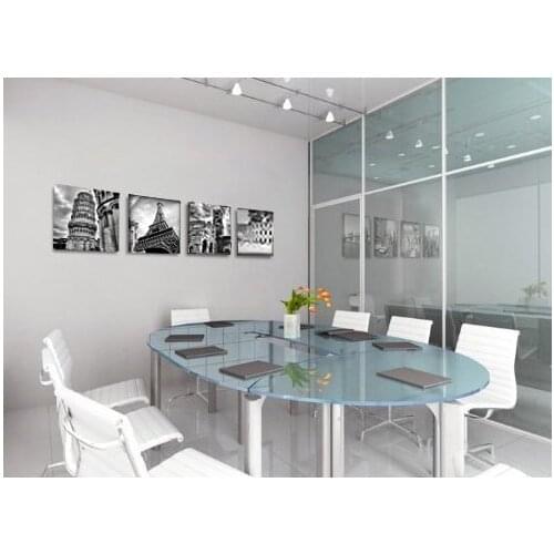 Architectures Modern 4 Panels Giclee Canvas Prints Europe Buildings Black and White Landscape Pictures Paintings Drop Shipping