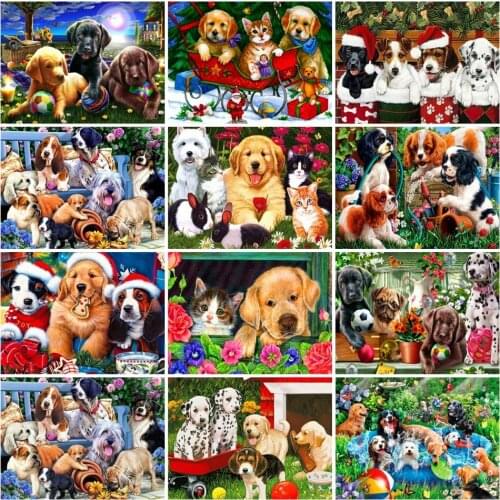 AZQSD 5D DIY Diamond Painting Dog Cross Stitch Needlework Diamond Embroidery Animals Art Handicraft Mosaic Decor For Home