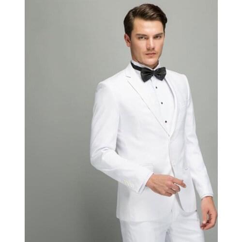 Custom Made White Men Suits 2018 Groom Wedding Suit Male Tuxedo 2 Piece Smart Casual Groomsmen Suit Prom Wear Costume Homme