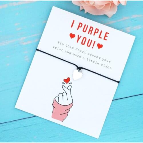 Make A Wish I Purple You Wish Bracelet Heart Charm Kpop Bangtan Boys Wish Bracelet Kpop Jewelry for Women Men Army Space Gift
