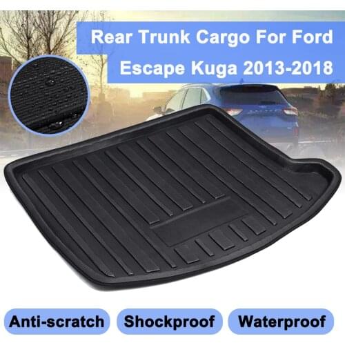 For Ford Escape Kuga Kick Protector Overlay 2013-2018 Carpet Mud Rear Trunk Boot Mat Liner Cargo Floor Tray Shock Waterproof