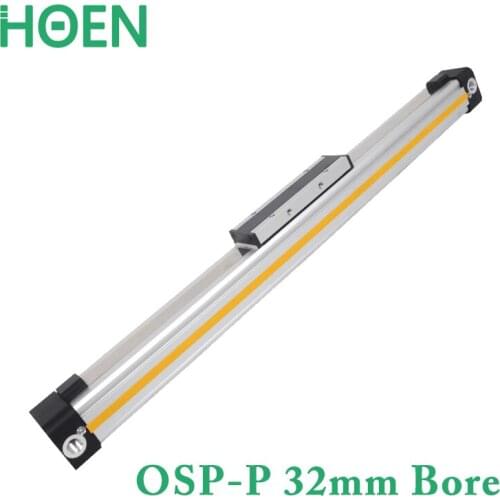 OSP-P Series OSP-P32mm Bore Pneumatic Rodless Cylinder OSP-P32-100 OSP-P32-200 OSP-P32-300 Cylinder Long Travel With Guide Rail