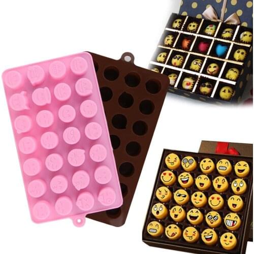 28 Cavity Chocolate Mold Smiley Face Expression DIY Ice Cube Biscuit Candy Pudding Silicone Creative Cake 3D Baking Decorations