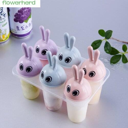 4/6 Cell Rabbit Handle Mould Tray Pan Kitchen Frozen Ice Cube Molds Popsicle Maker DIY Ice Cream Tools Cooking tools