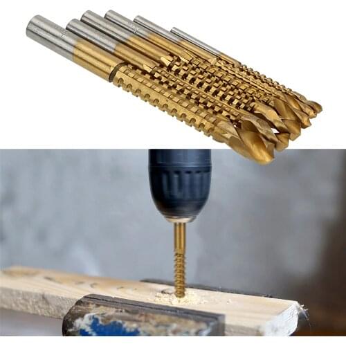 DIYWORK 3-8mm Plastic Metal Hole Grooving Drill Saw HSS Drill Bit 6pcs/set Electric Drill Titanium Coated