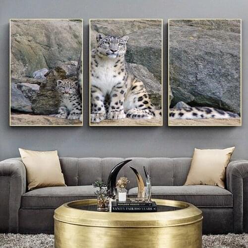 HD Wild Animal Leopard 3-piece Canvas Painting Wall Art Modern Poster Wildlife Leopard Cubs Picture for Living Room Decoration