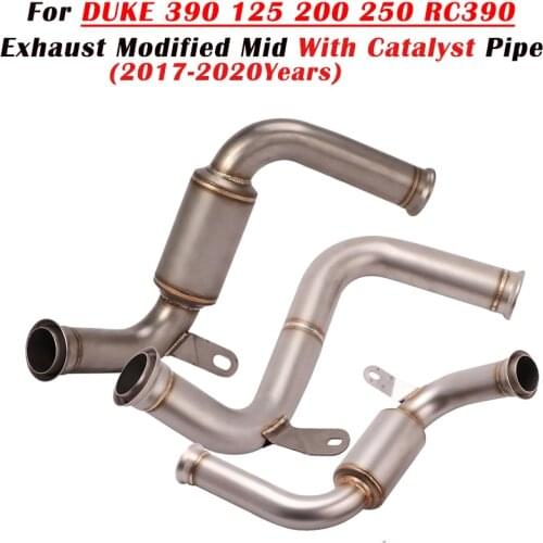 Or DUKE 390 125 200 250 RC390 17-20 Years Motorcycle Exhaust Escape Modified Mid Link Pipe With Catalyst Eliminator Enhanced