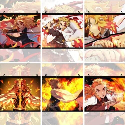 Demon Slayer Kimets No Yaiba Rengoku Kyoujurou Canvas Print Wall Art Painting Retro Poster Nordic Picture Modern Home Room Decor