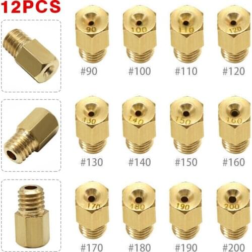 12pcs Carburetor Main Jets Kit Replacement for Mikuni VM TM Carb #90-#200 Power Jets Motorcycle Carburetor