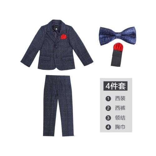 Boys Jacket + Pants 2PCS Formal Suit Kids Weddings Party Tuxedos Prince Flower Boys Gentlemen Birthday Dress Costume
