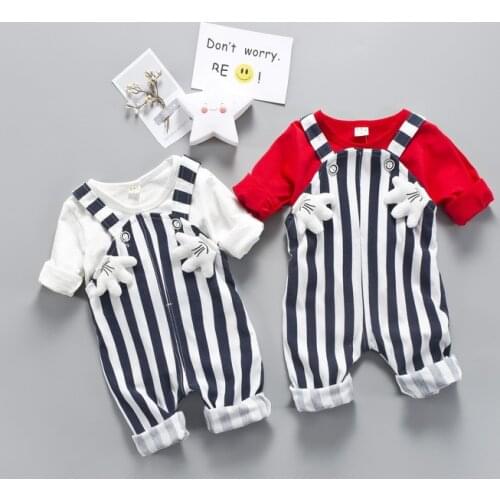 Baby Boy Girl Clothing Sets Casual Boy Clothes Tracksuit Stripe Hooded +Overalls Pants Newborn Boy Clothes Coat 1 2 3 4 Years