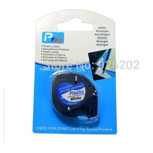 5pcs compatible Dymo LetraTag tape LT 91201 PLASTIC LABEL Tapes 1/2" W X 13' L