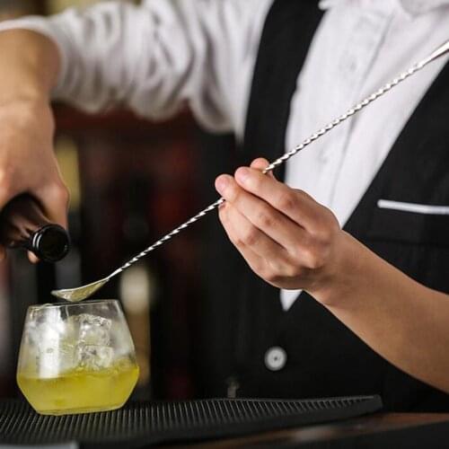 1 Piece Stainless 30cm Steel Mixing Cocktail Spoon, Spiral Pattern Bar Teadrop Spoon Stir Spoon Bar Tool Bartender Tools