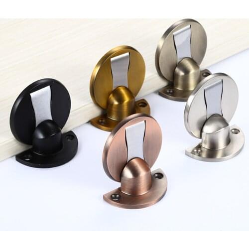 Magnetic Door stopper Stainless Steel Modern magnet Hidden Door Stops Holders Catch Floor Nail-free Doorstop Furniture Hardware