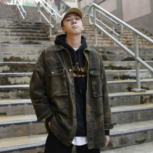 Men Streetwear Camo Jackets 2019 Mens Korean Pockets Windbreaker Harajuku Male Hip Hop Autumn Camouflage Jackets Coats