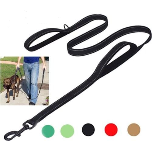 Dog Leashes Outdoor Travel Dog Training Chain Heavy Duty Double Handle Lead for Greater Control Safety Training Dual Handle