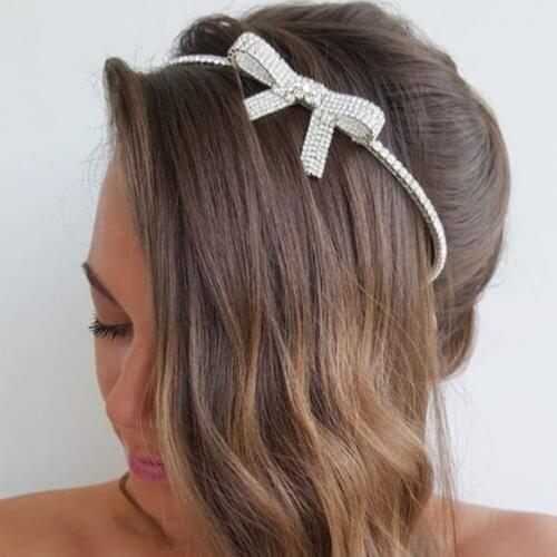 Stonefans Crystal Bow Rhinestone Headband Wedding Jewelry for Women Luxury Bridal Crown Head Hoop Band Jewellery Banquet Tiara